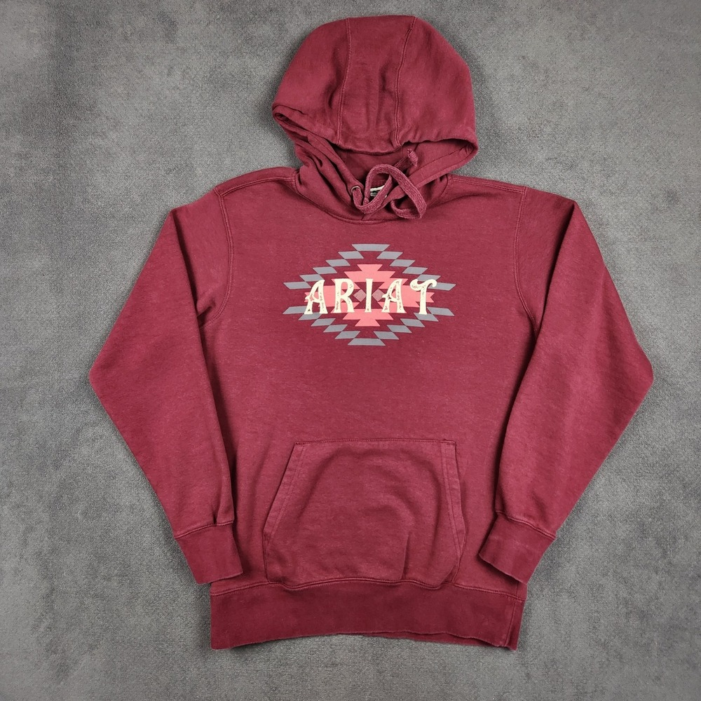 Ariat Diamond Hoodie Womens Medium Burgundy Aztec Graphic Pullover Sweatshirt